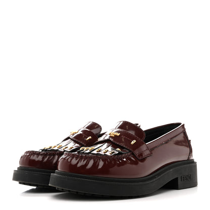 Fendi Vitello Filo Fringe Loafers 37 Red 4 of 12