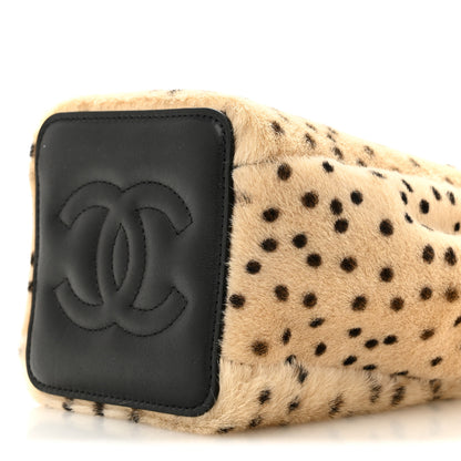 Chanel Pony Hair Cheetah Printed CC Chain Bucket Bag Light Beige Black 10 of 11