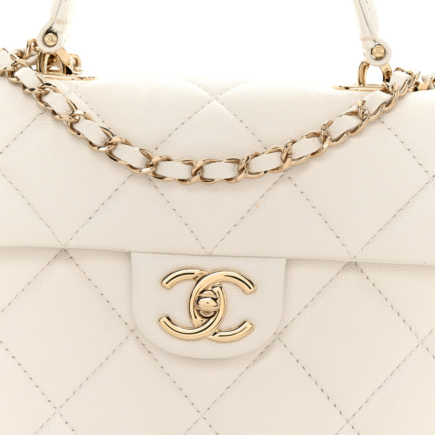 Chanel Caviar Quilted Mini Retro Twist Top Handle Flap White 8 of 10