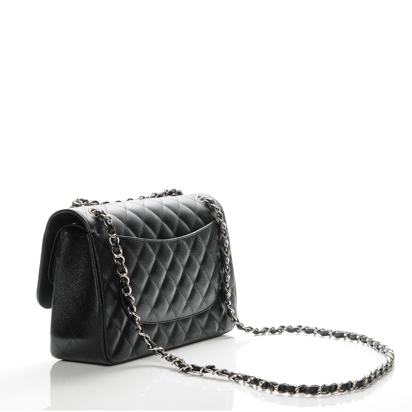 Caviar Quilted Jumbo Double Flap Black