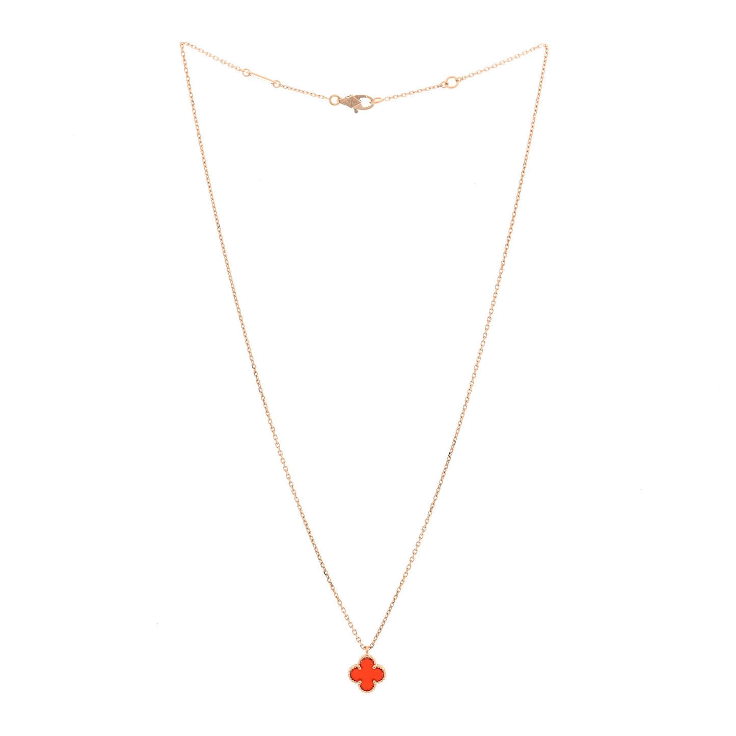 18k Rose Gold Carnelian Sweet Alhambra Heart Pendant Necklace