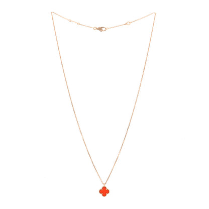 Van Cleef & Arpels 18k Rose Gold Carnelian Sweet Alhambra Heart Pendant Necklace 3 of 5