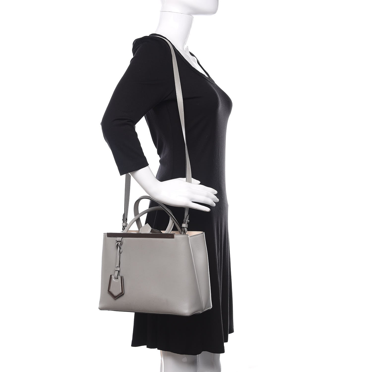 Fendi Vitello Cenury Petite 2Jours Tote Ghiaccio Camelia 2 of 13