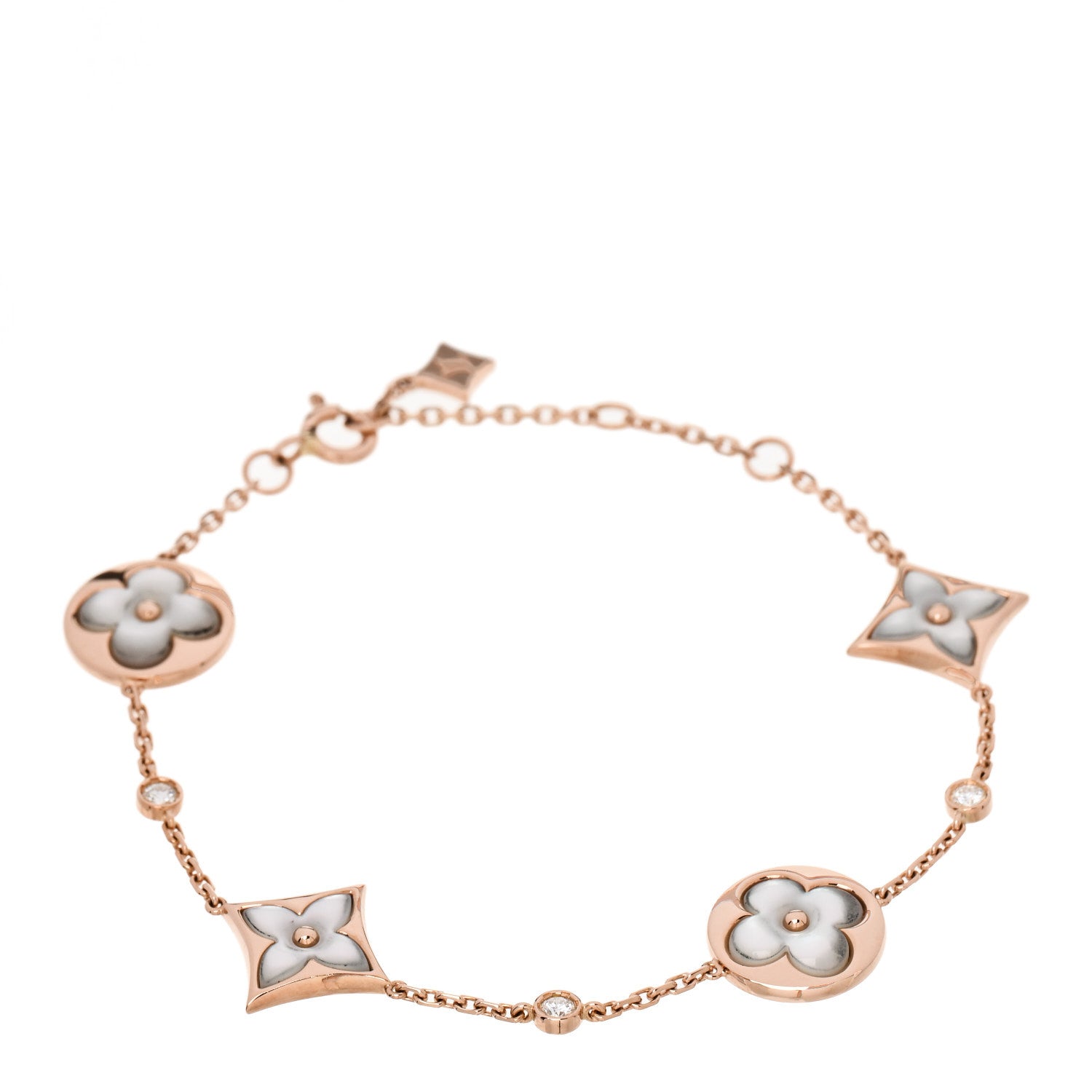 Louis Vuitton 18K Pink Gold Diamond Mother of Pearl Color Blossom Multi Motif Bracelet 1 of 5