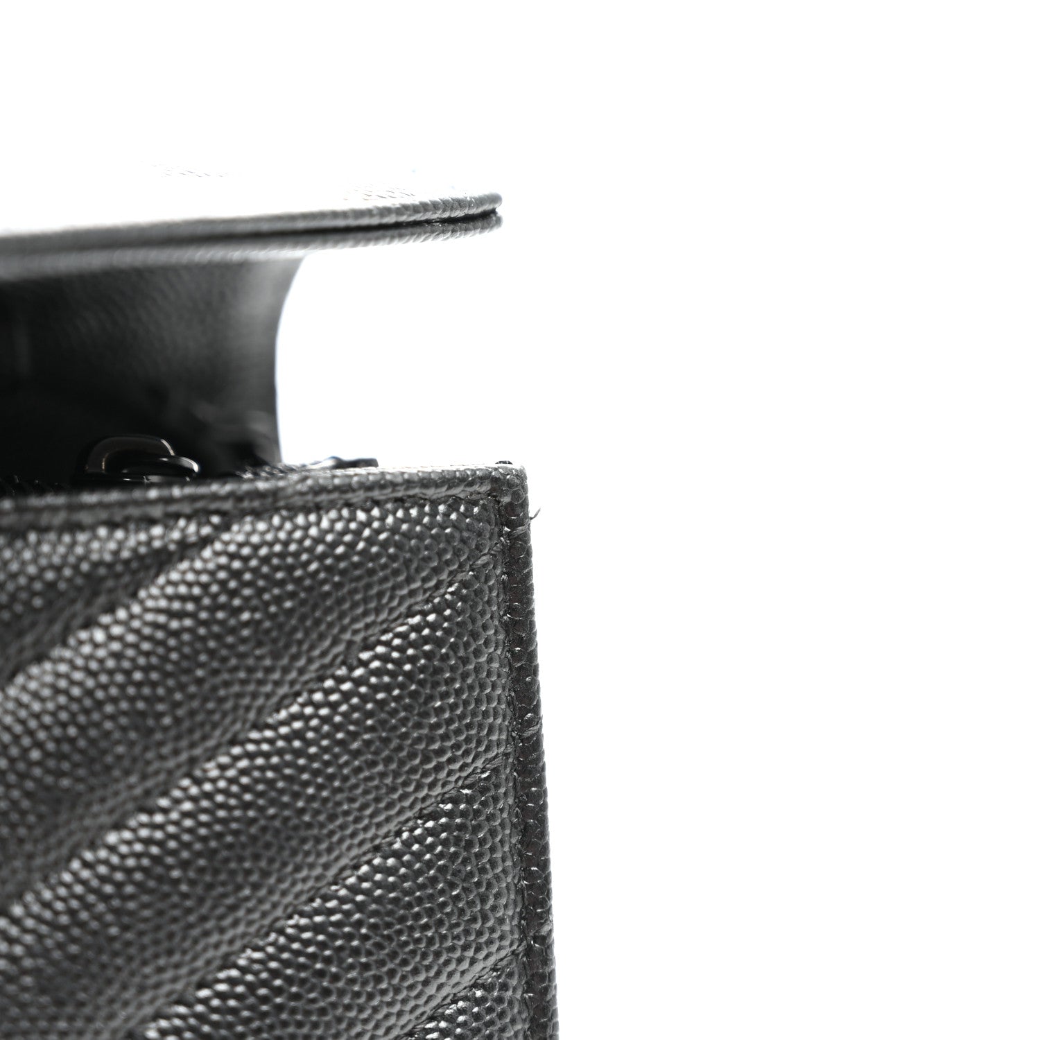 Saint Laurent Grain De Poudre Matelasse Chevron Monogram Monochrome Chain Wallet Black 10 of 10