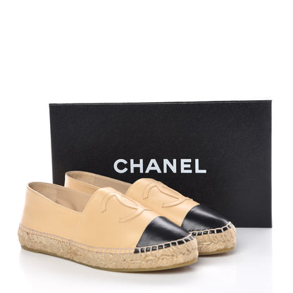 Chanel Lambskin CC Espadrilles 36 Beige Black 11 of 11