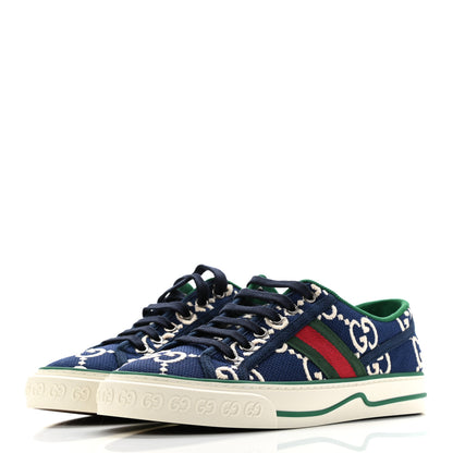Gucci Cotton GG Monogram Web Womens 1977 Tennis Sneakers 36.5 Ink Ivory Blue 3 of 7