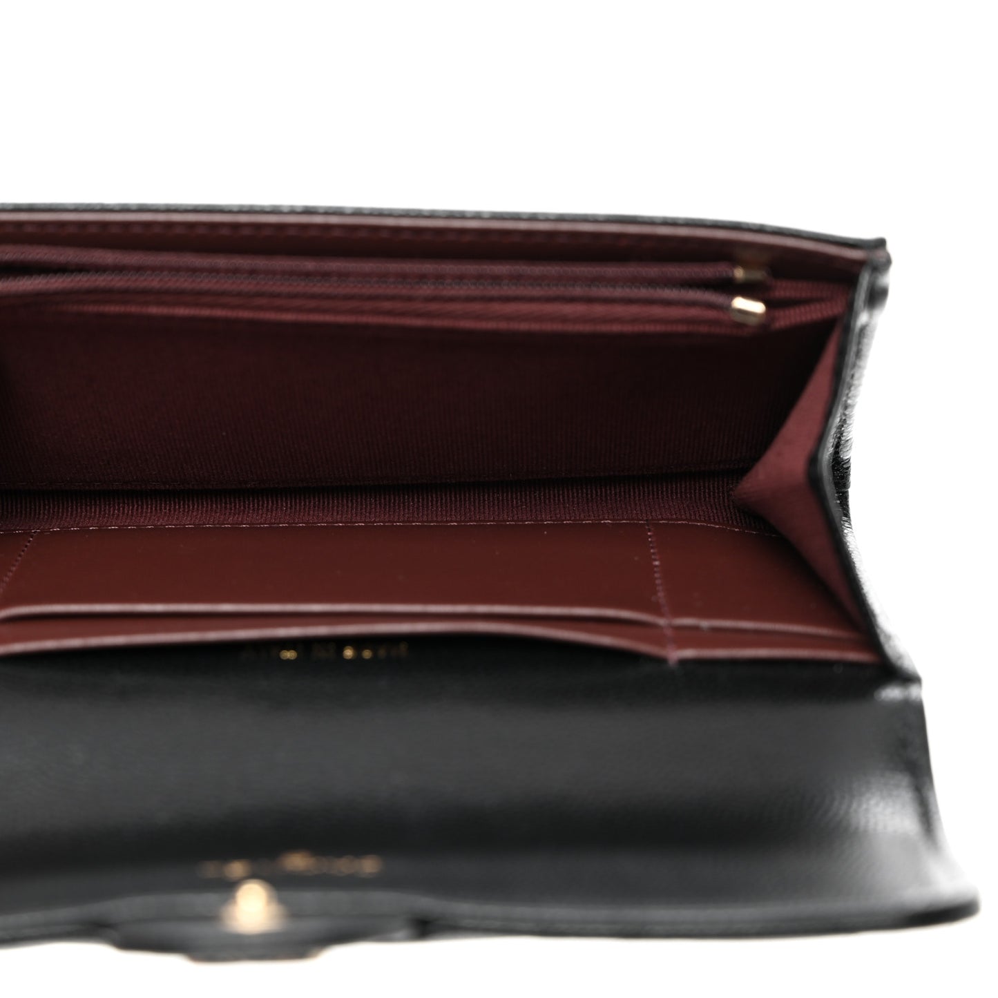 Caviar Quilted Medium Gusset Flap Wallet Black