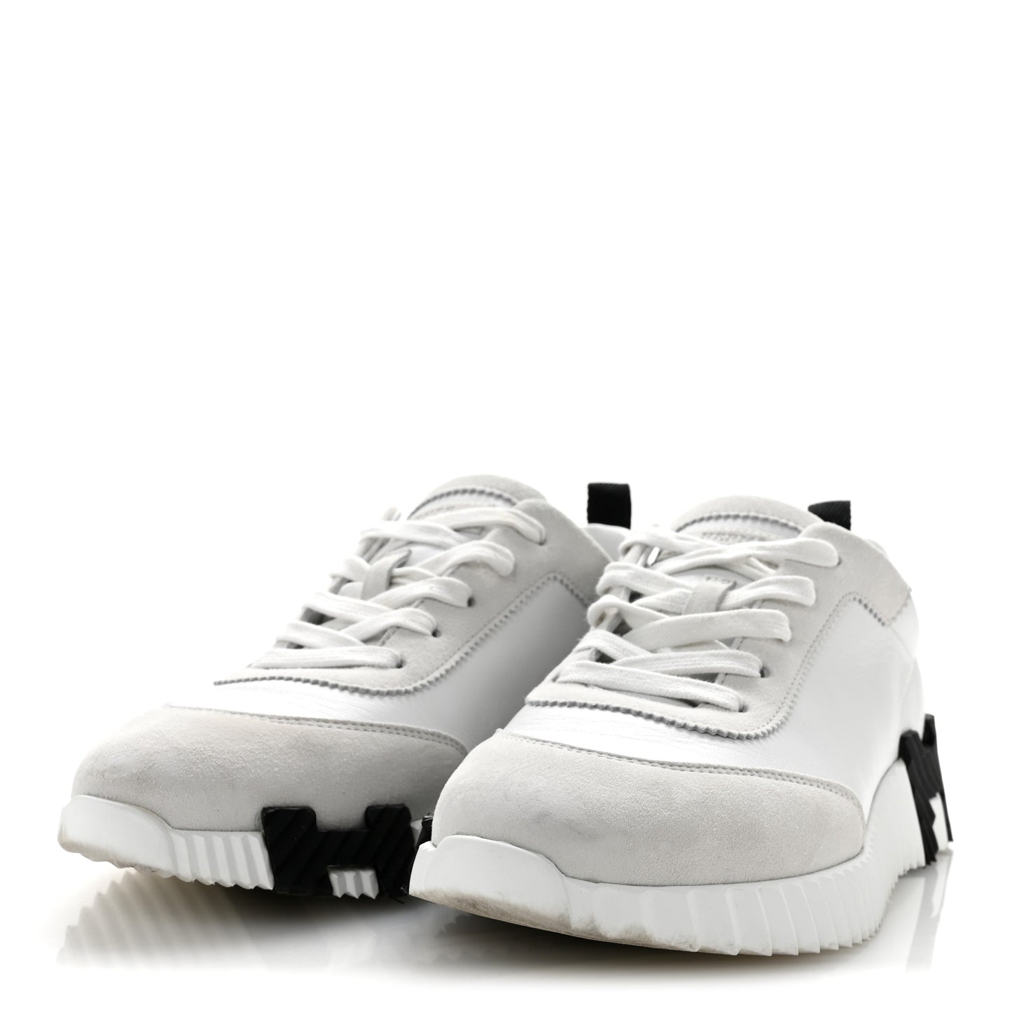 Calfskin Suede Goatskin Bouncing Sneakers 39 White
