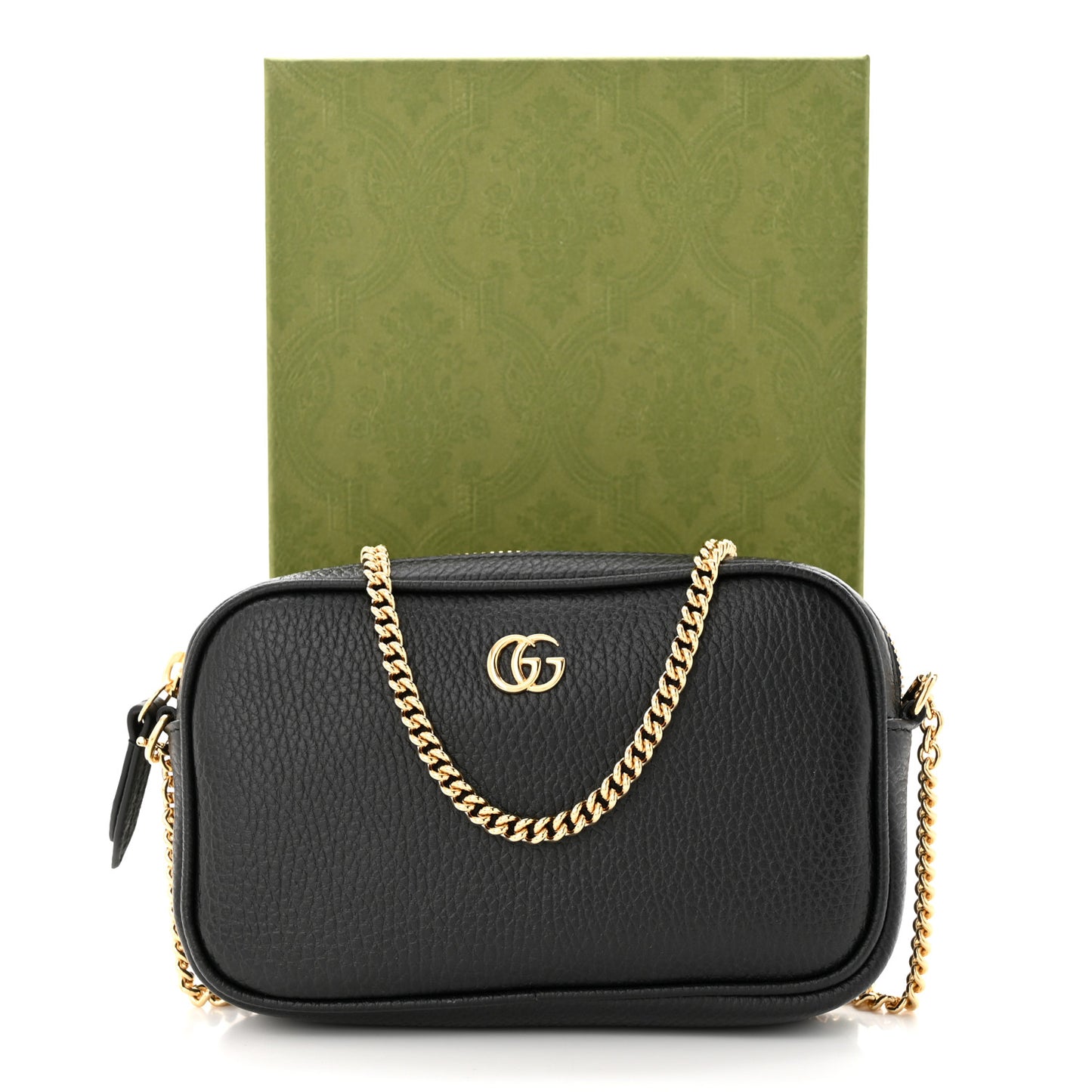 Dollar Calfskin Super Mini GG Marmont Chain Shoulder Bag Black