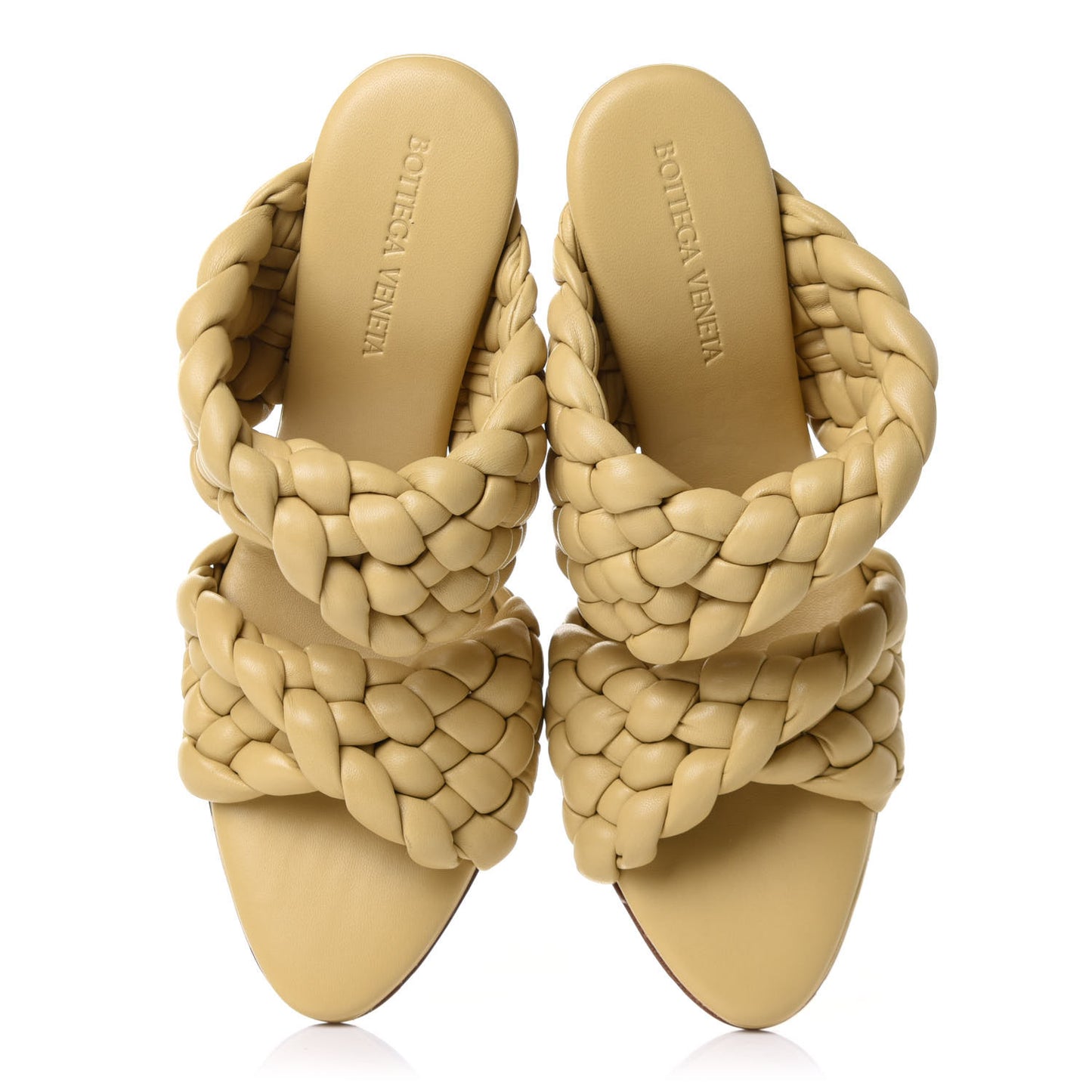 Nappa Twisted Padded Intrecciato Curve Slide Sandals 36 Tapioca