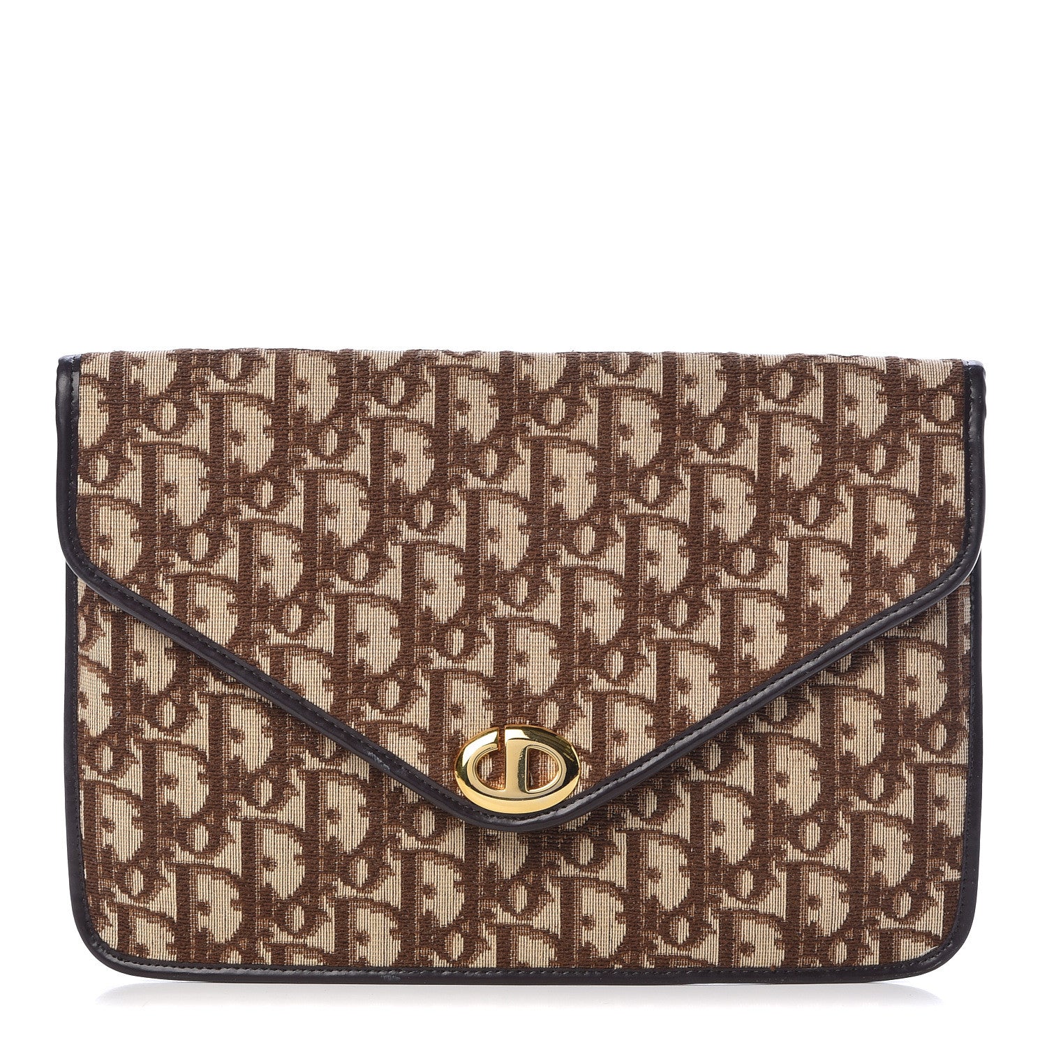 Christian Dior Monogram Envelope Flap Clutch Brown 1 of 8