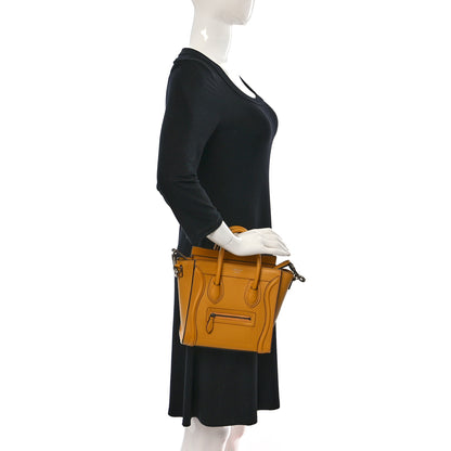 Celine Drummed Calfskin Nano Luggage Ocre 2 of 8