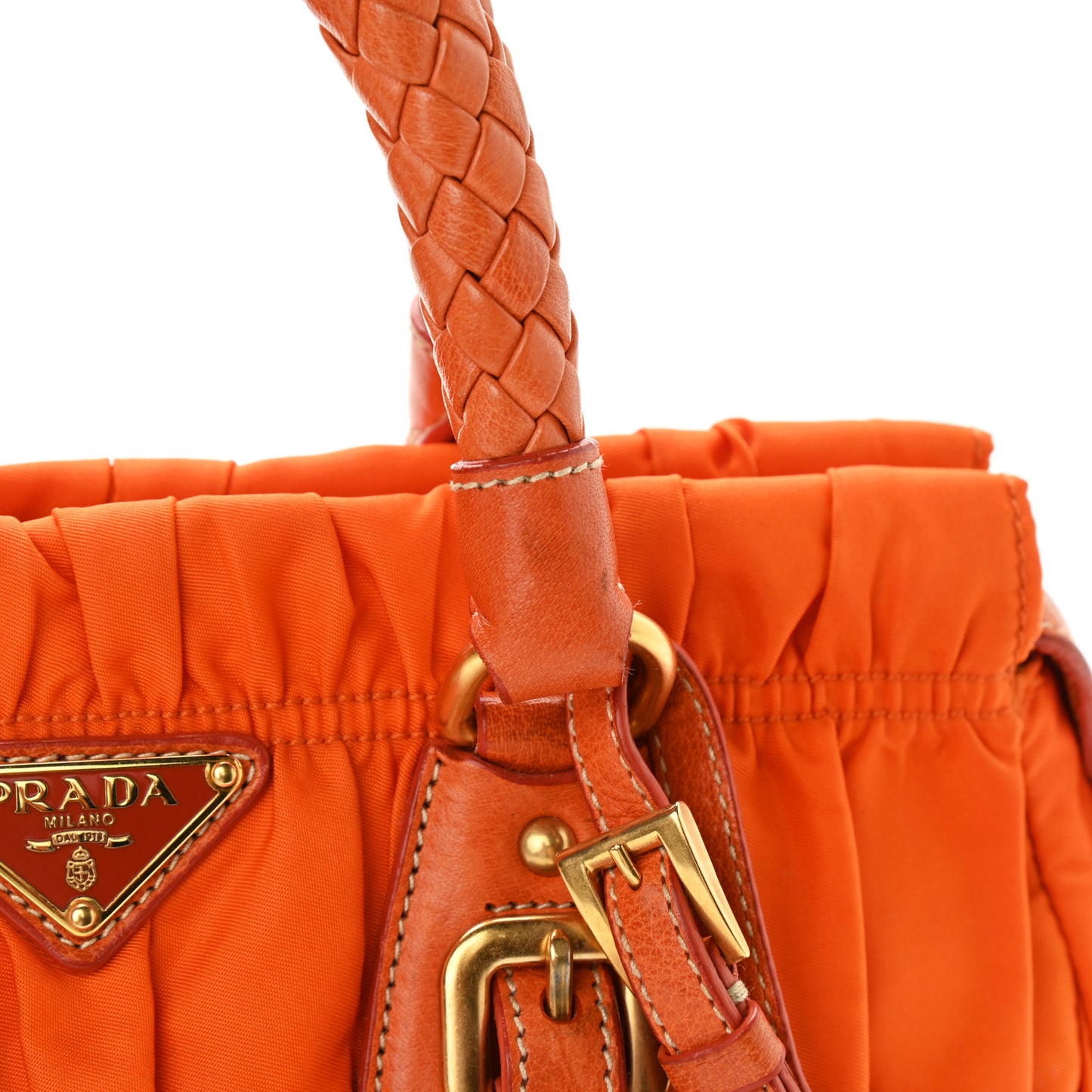 Tessuto Nylon Gaufre Shopping Satchel Papaya