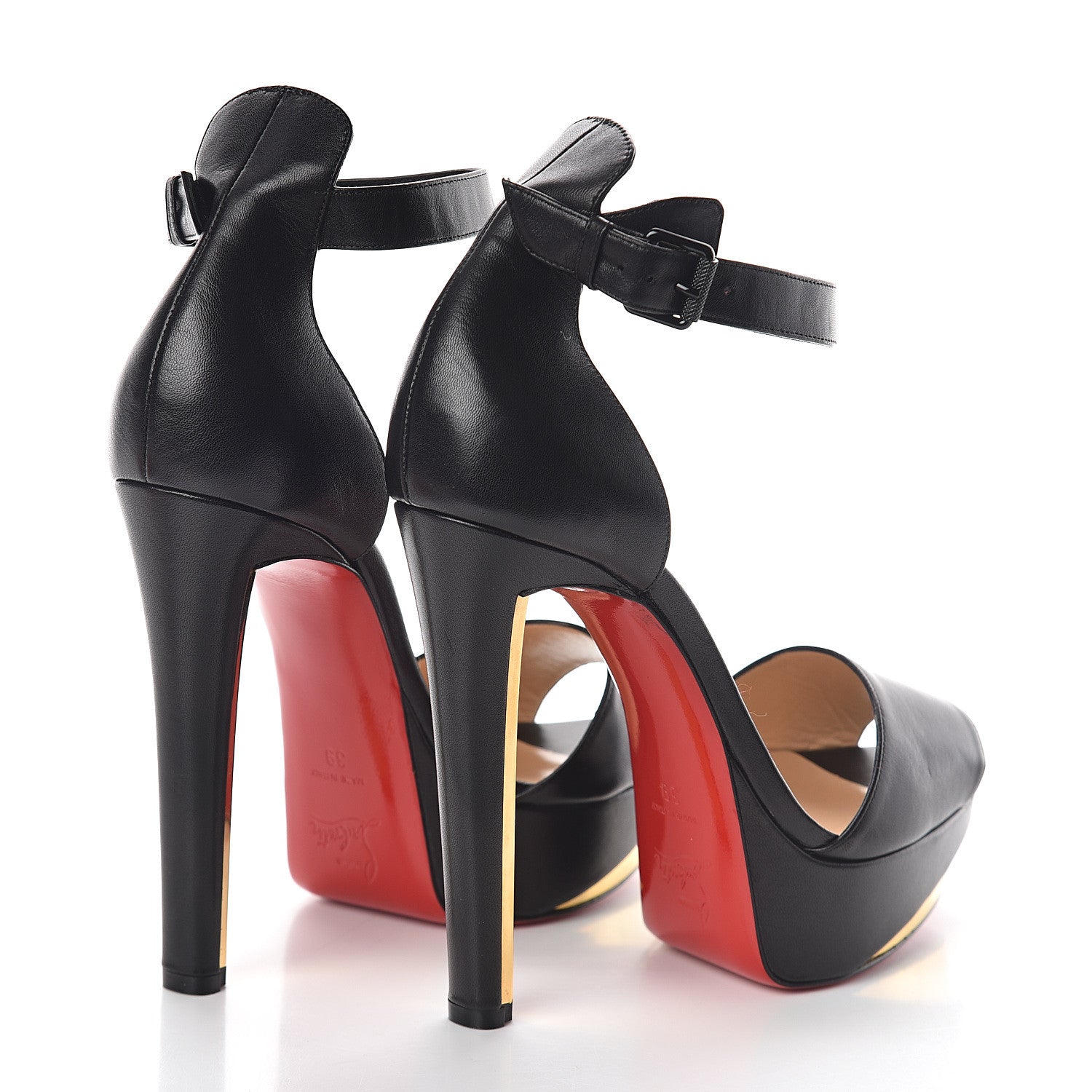 Christian Louboutin Shiny Nappa Tuctopen d'Orsay 140 Sandals 39 Black Gold 4 of 7