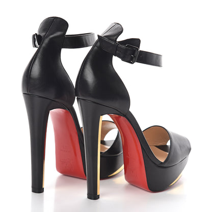 Christian Louboutin Shiny Nappa Tuctopen d'Orsay 140 Sandals 39 Black Gold 4 of 7