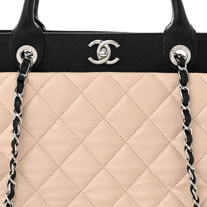 Chanel Calfskin Caviar Quilted Large Shopping Tote Beige Black 8 of 13