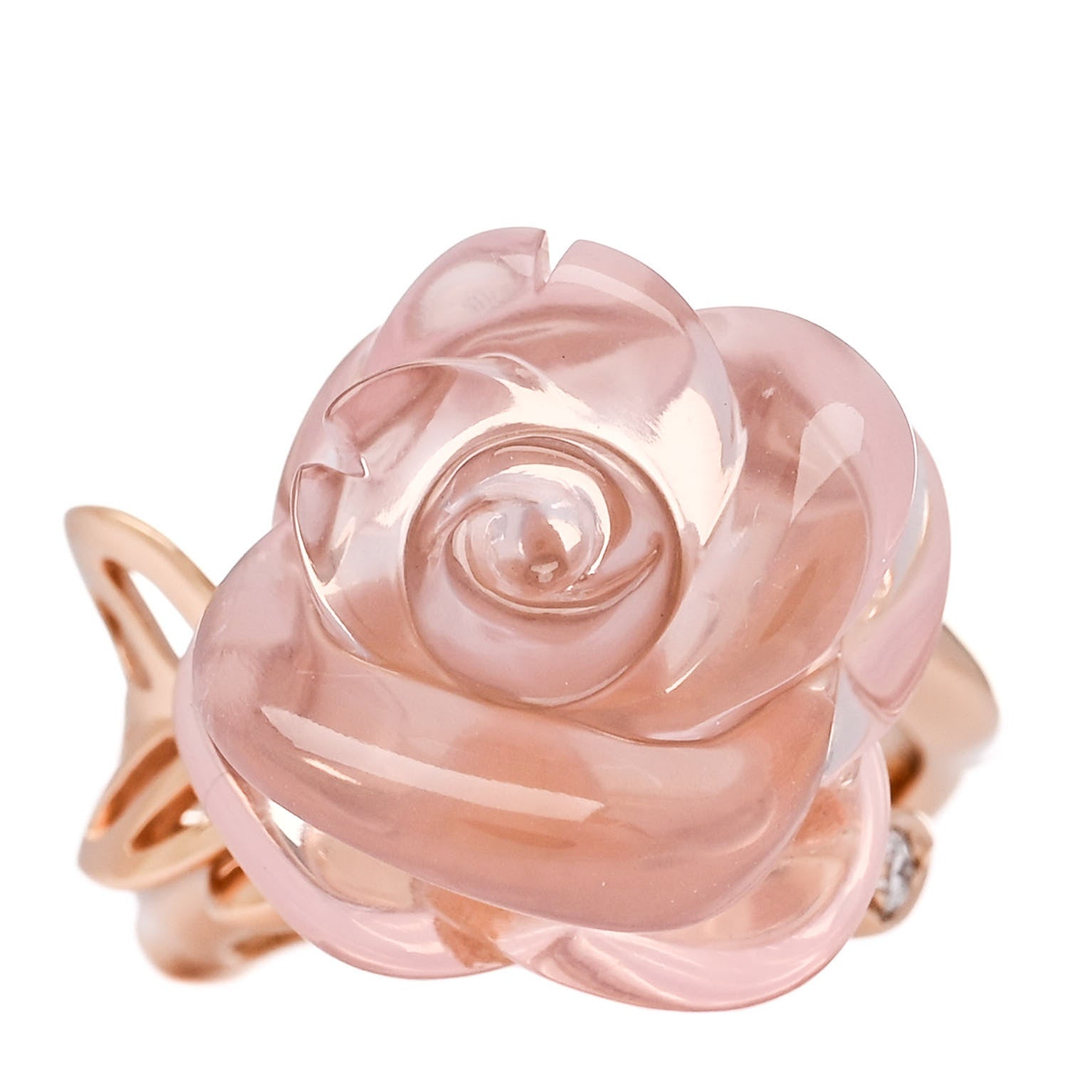 Christian Dior 18K Pink Gold Diamond Rose Quartz Dior Pre Catelan Ring 51 5.5 1 of 6