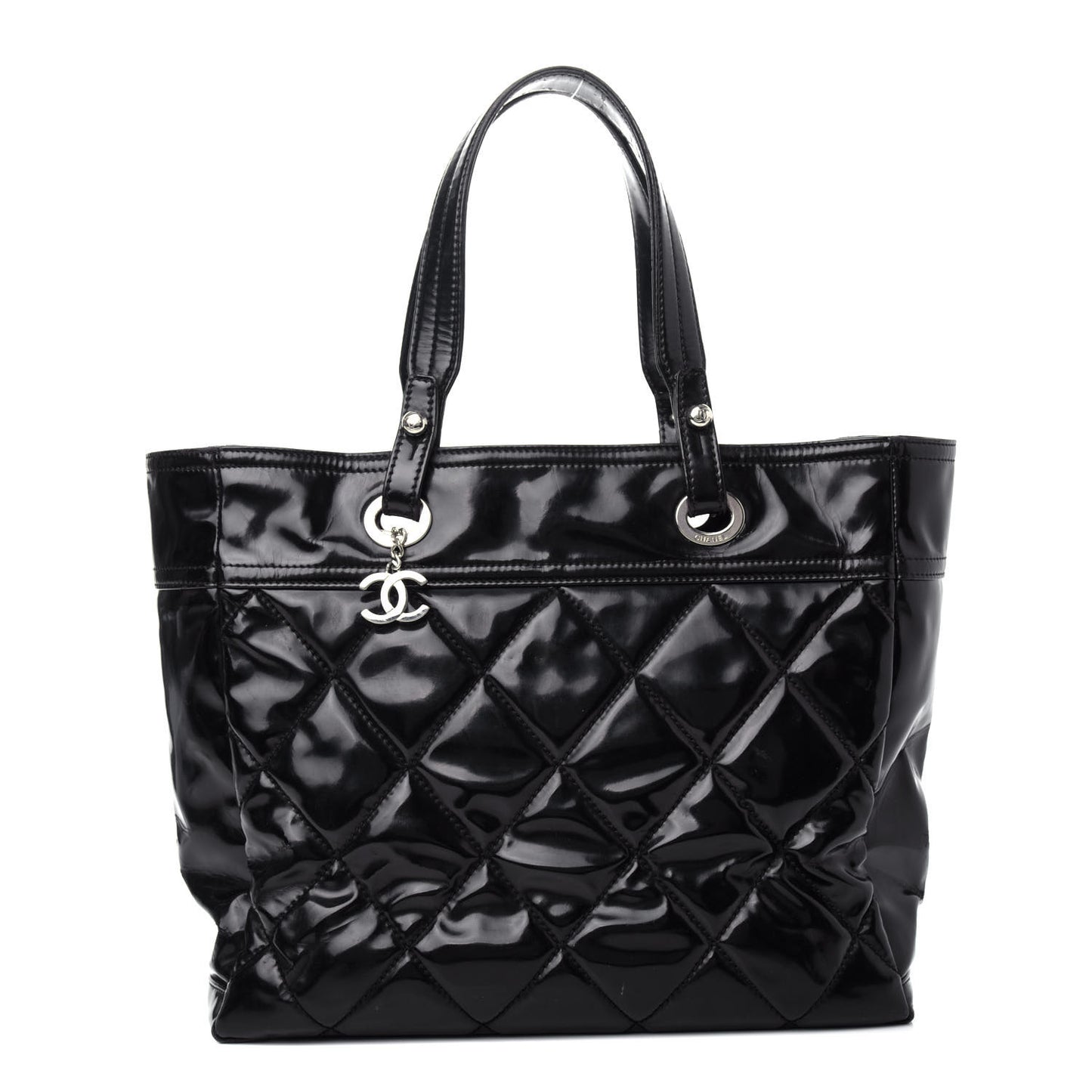 Vinyl Quilted Large Paris Biarritz Tote Black