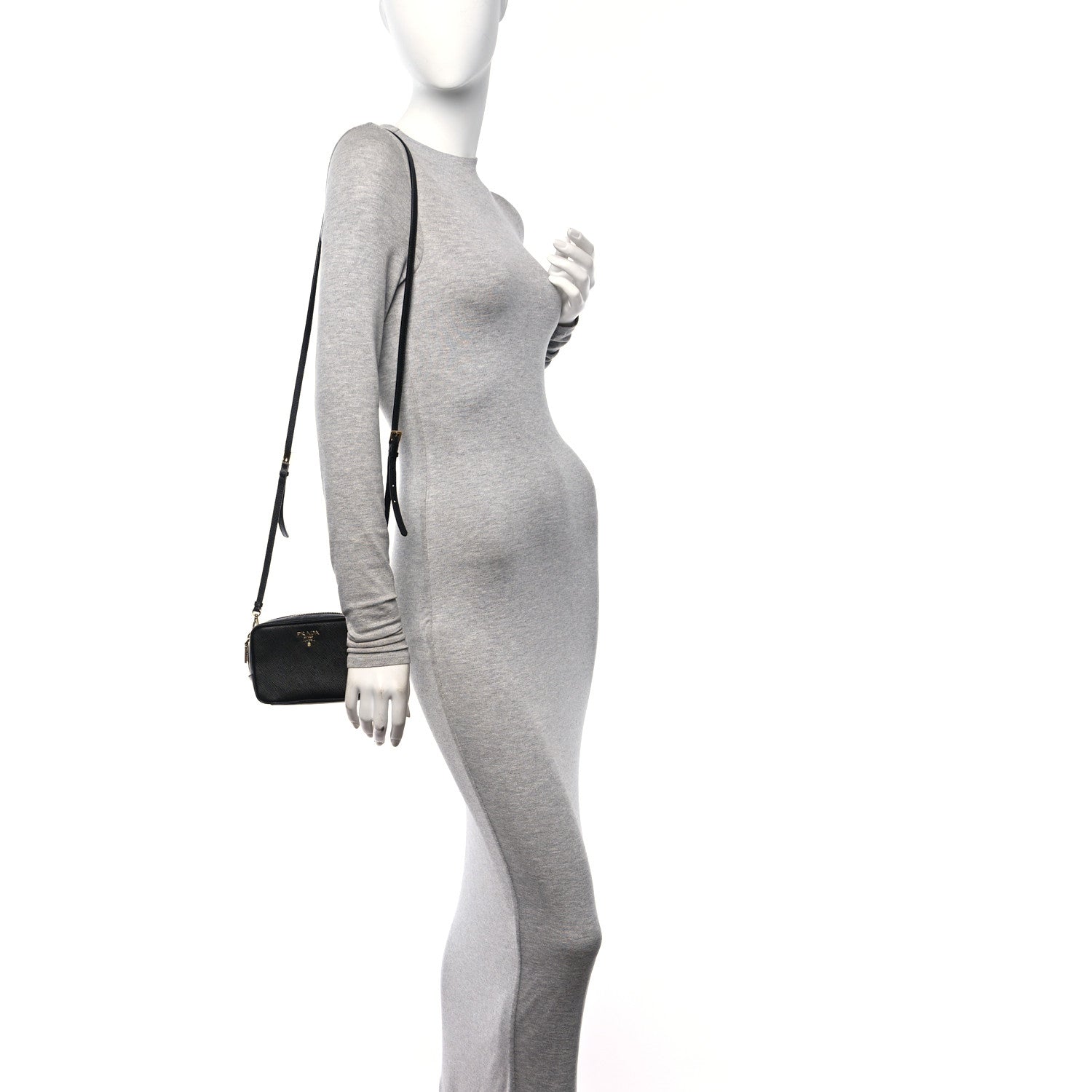 Prada Saffiano Mini Camera Crossbody Bag Black 2 of 11
