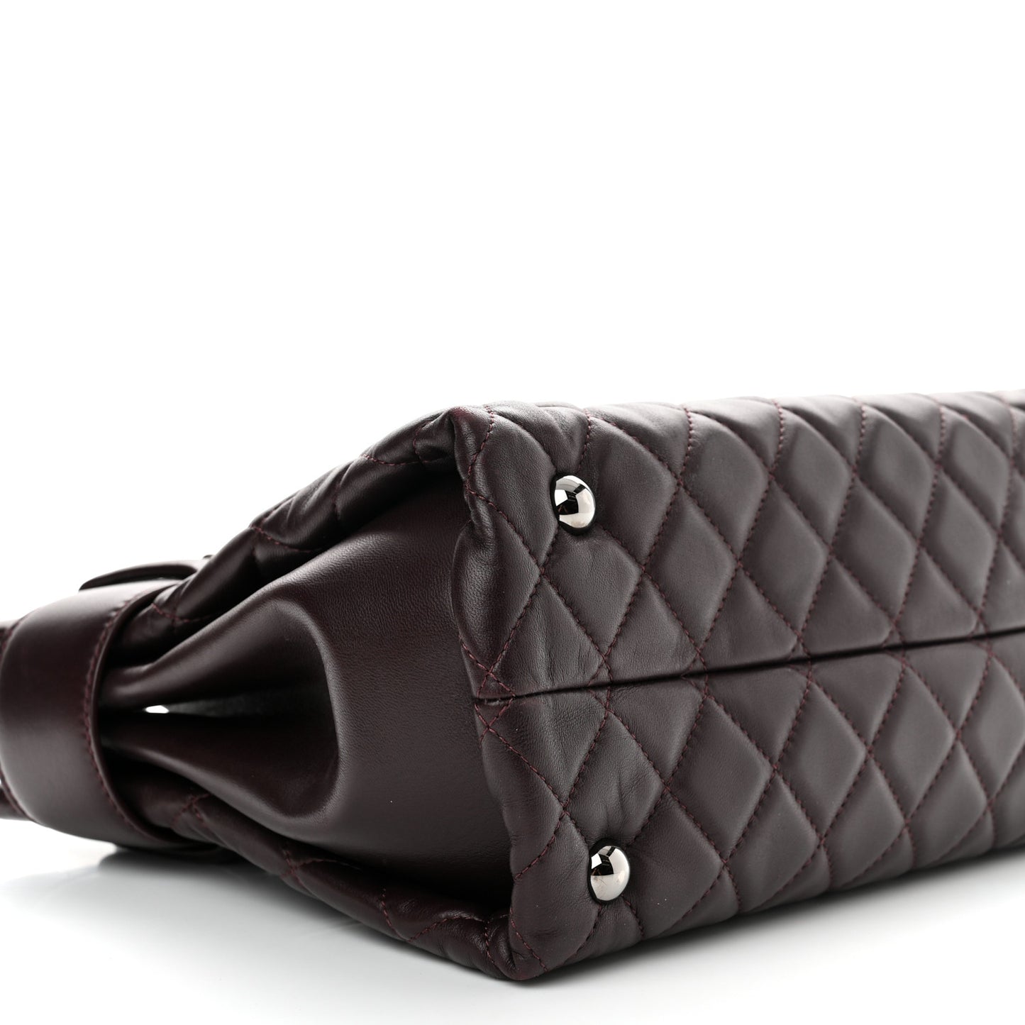 Lambskin Quilted Small Coco Loop Tote Burgundy