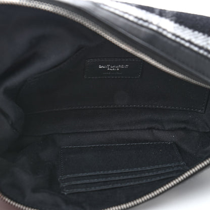 Saint Laurent Wool Tartan Belt Bag Black White 5 of 9
