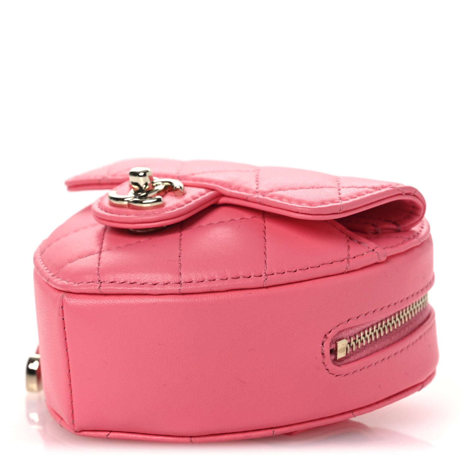 Chanel Lambskin Quilted CC In Love Heart Waist Belt Bag With Chain Pink 10 of 11
