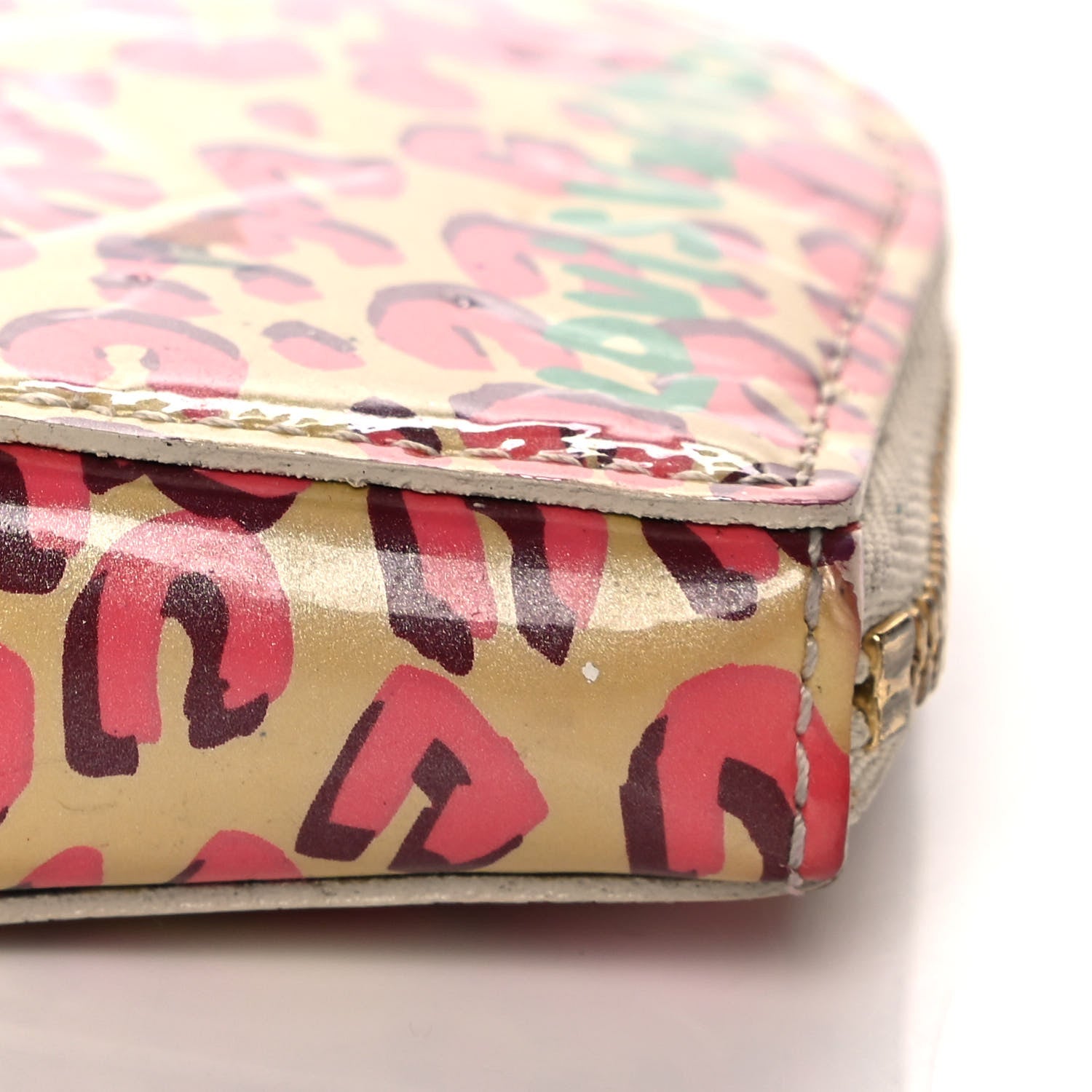 Louis Vuitton Vernis Leopard Coeur Heart Coin Purse Blanc Corail 9 of 11
