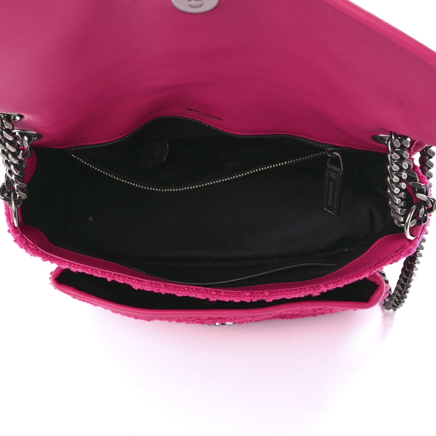 Boucle Tweed Monogram Medium Niki Chain Satchel Pink
