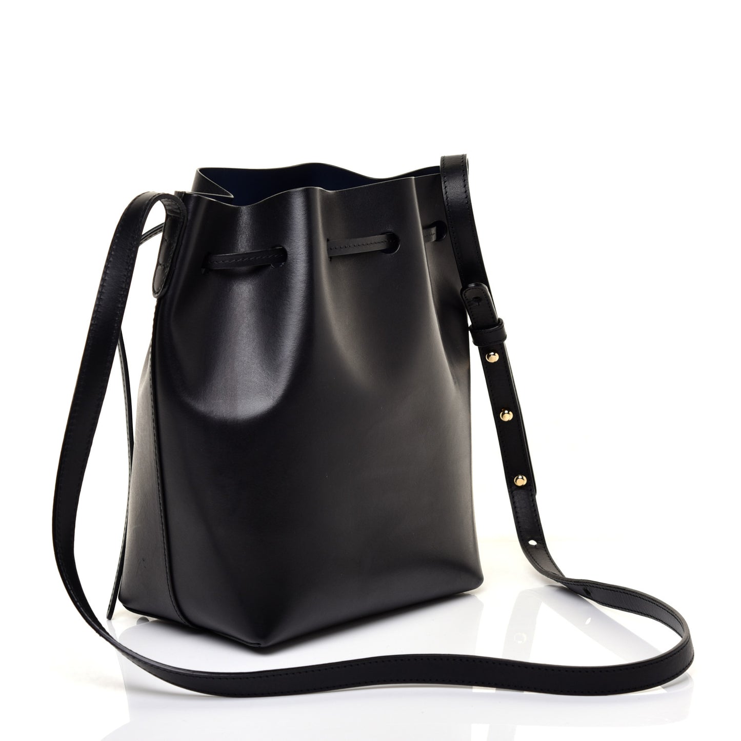 Calfskin Mini Bucket Bag Black Blu