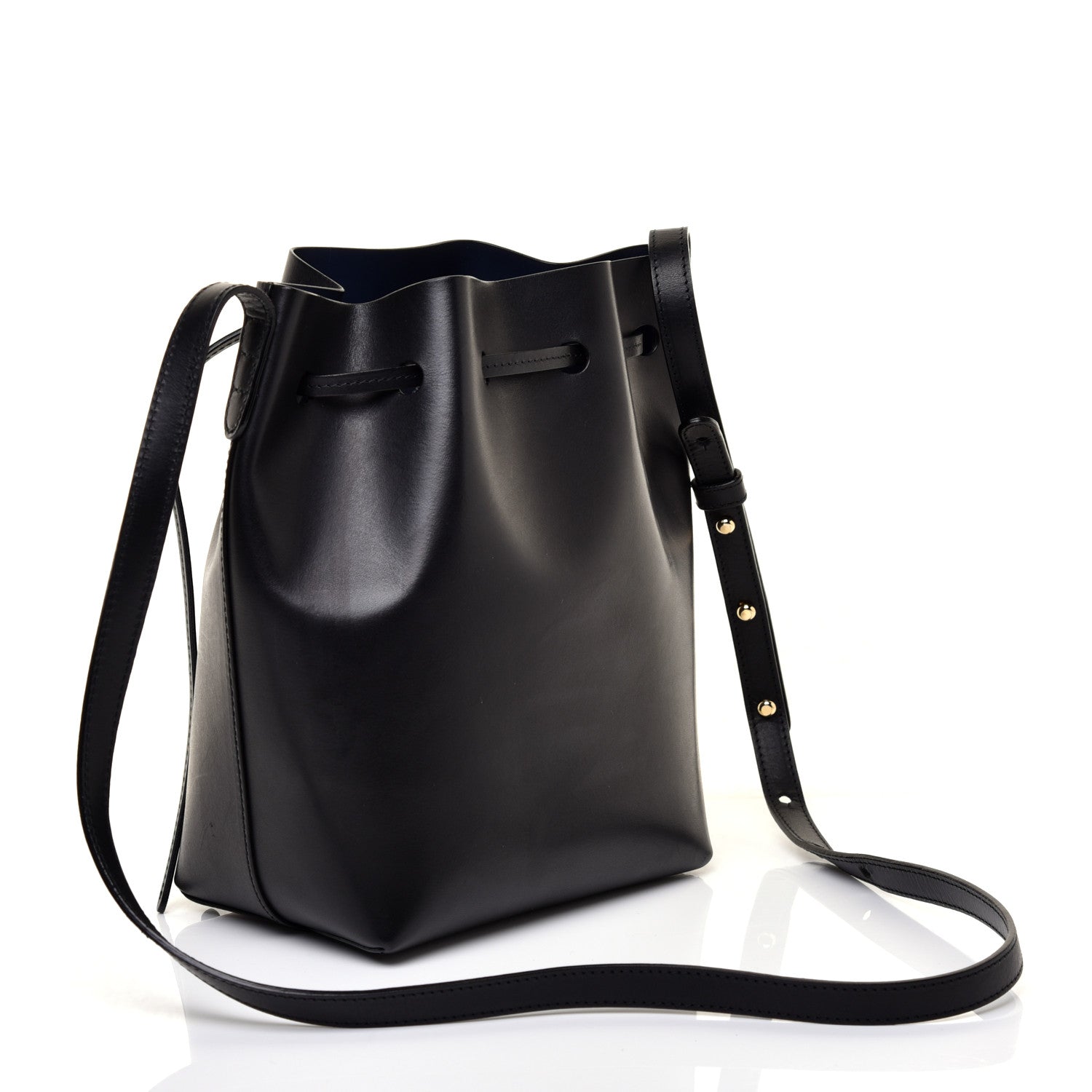 Mansur Gavriel Calfskin Mini Bucket Bag Black Blu 3 of 9
