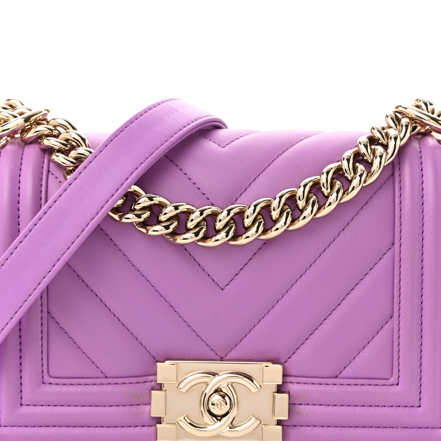 Chanel Lambskin Chevron Quilted Small Boy Flap Purple 8 of 10