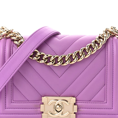 Chanel Lambskin Chevron Quilted Small Boy Flap Purple 8 of 10