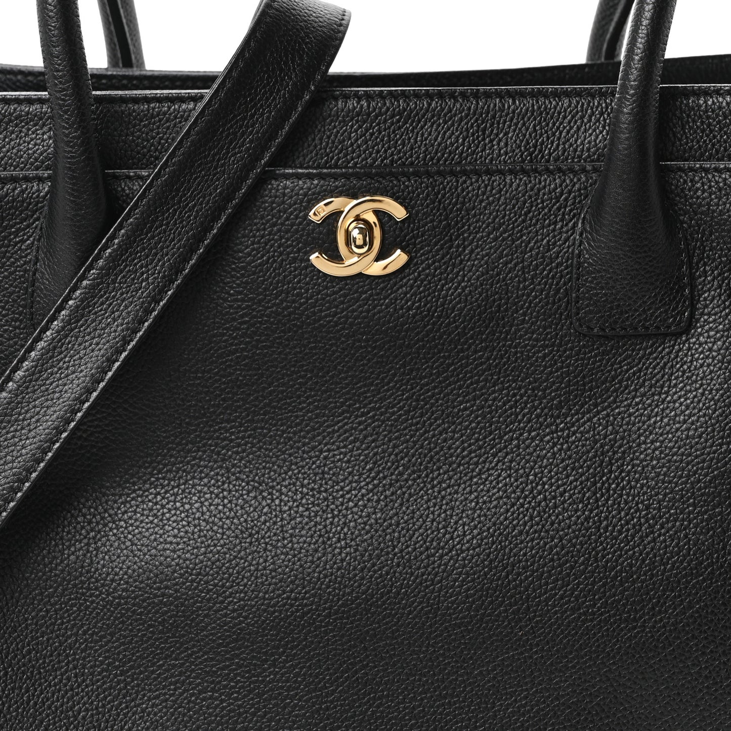 Calfskin Cerf Executive Shopper Tote Black
