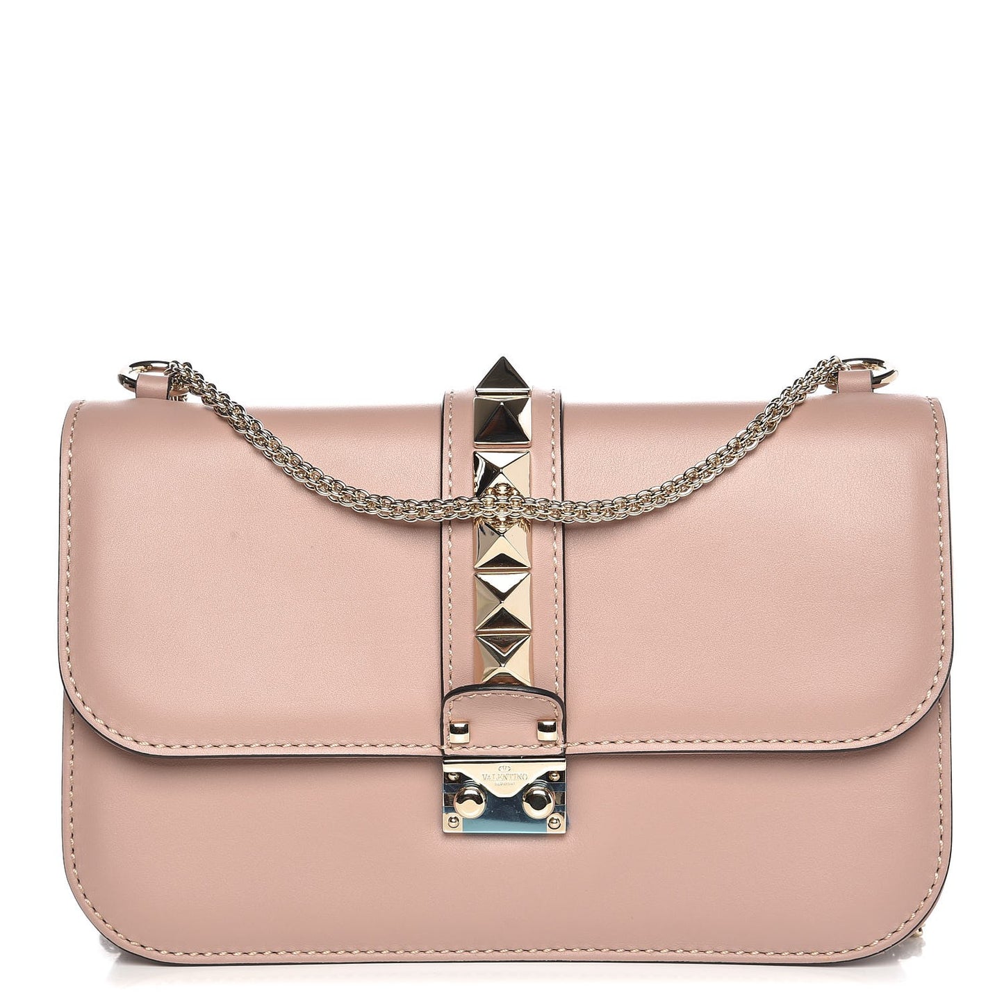 Vitello Medium Glam Lock Rockstud Flap Poudre