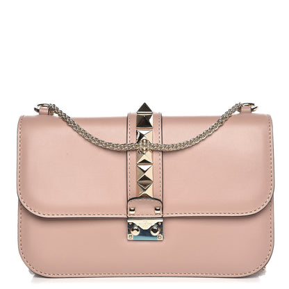 Valentino Garavani Vitello Medium Glam Lock Rockstud Flap Poudre 1 of 7