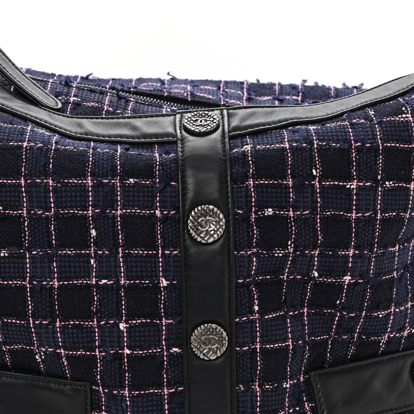 Tweed Lambskin Large Girl Bag Navy Blue Pink