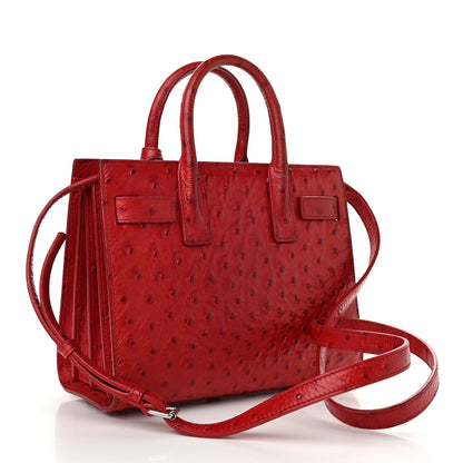 Saint Laurent Ostrich Nano Sac De Jour Red 2 of 9