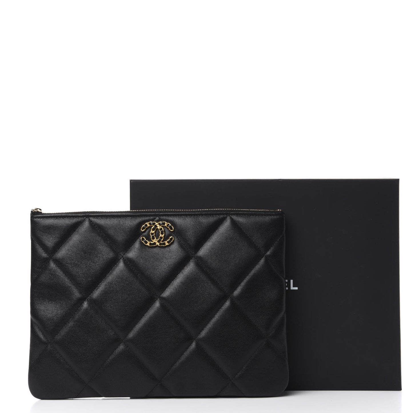Goatskin Quilted Large 19 Cosmetic Case Black