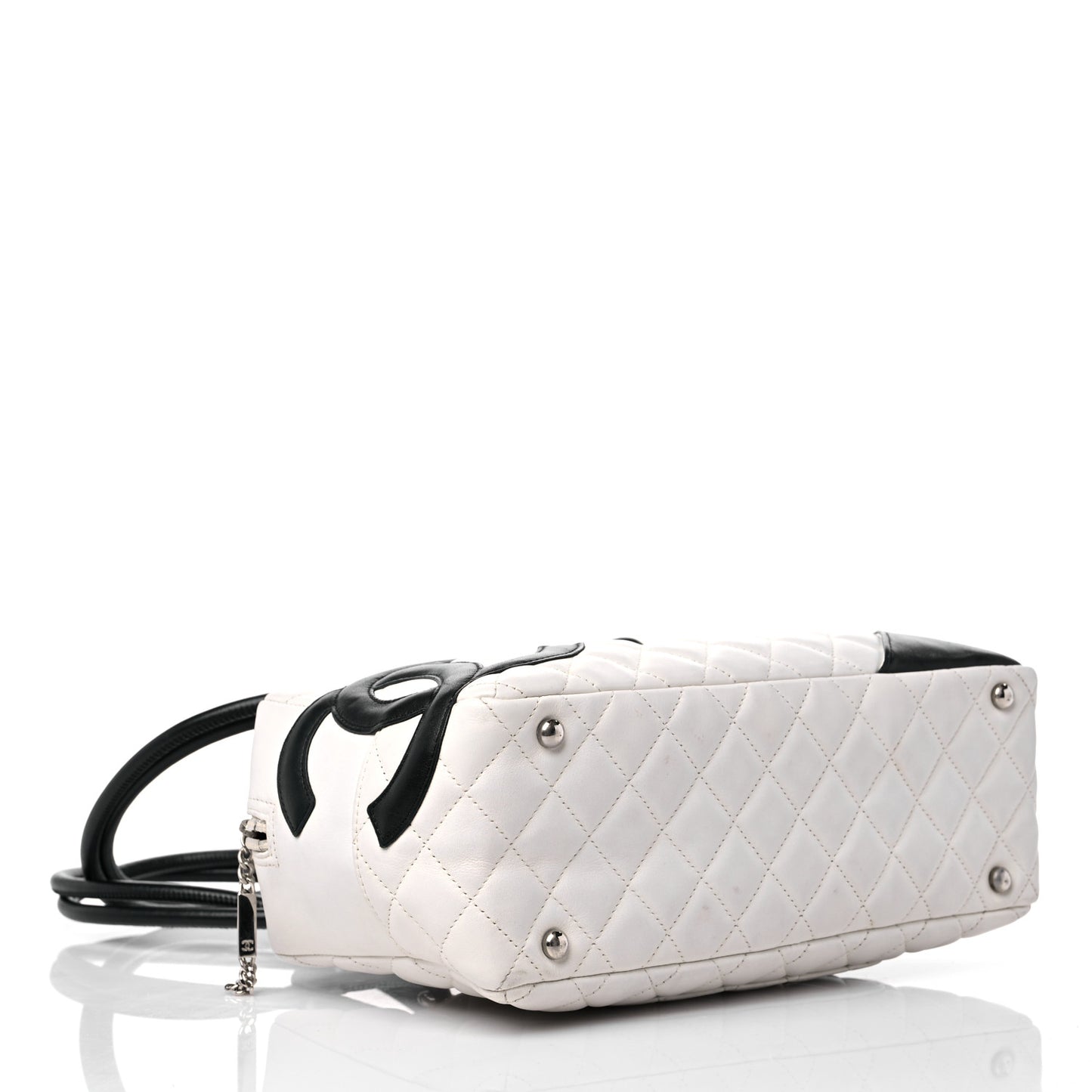 Calfskin Quilted Large Cambon Bowler White Black