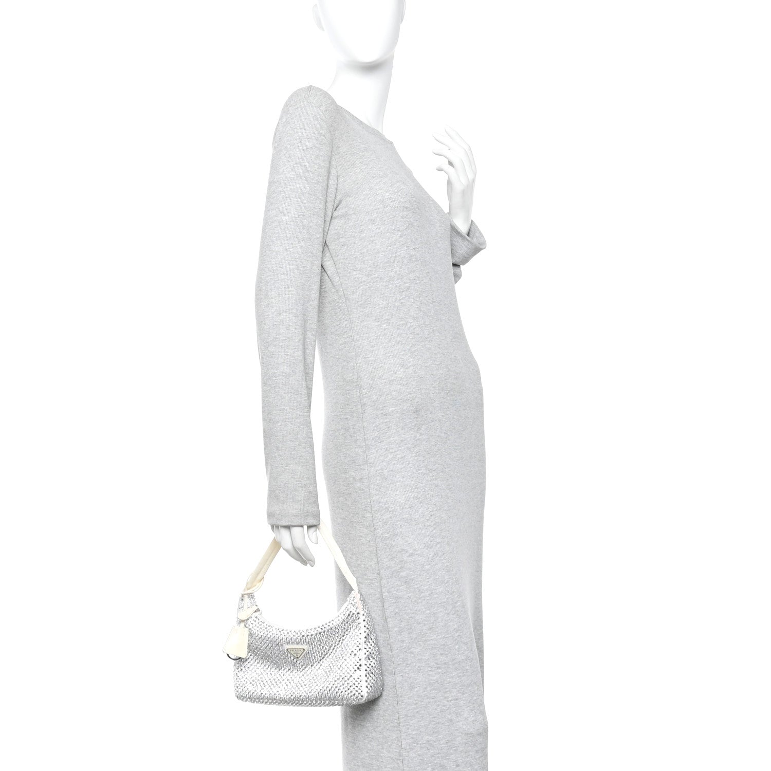 Prada Satin Crystal Mini Re-Edition 2000 Bag White 2 of 9