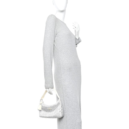 Prada Satin Crystal Mini Re-Edition 2000 Bag White 2 of 9