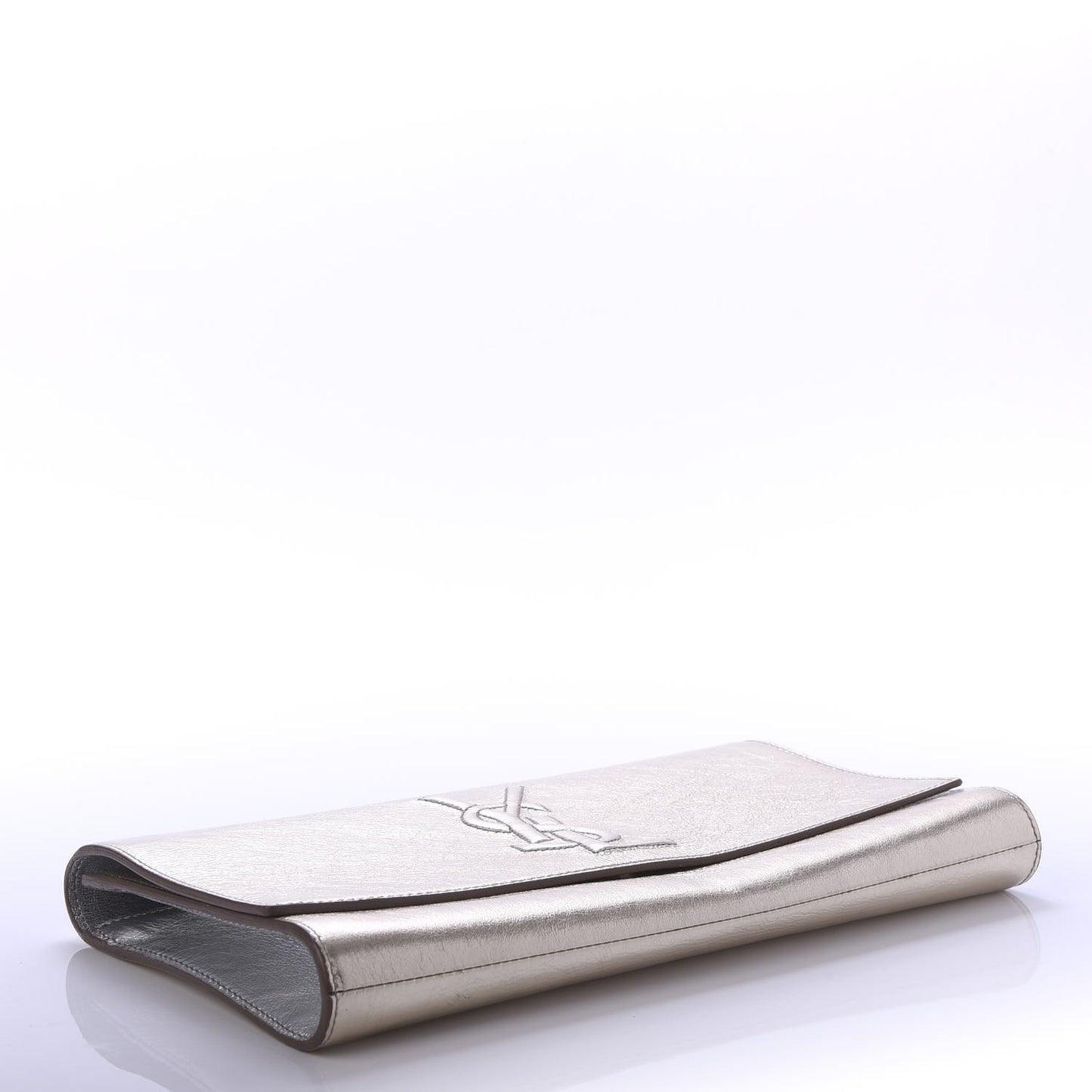 Metallic Calfskin Monogram Large Belle De Jour Clutch Silver