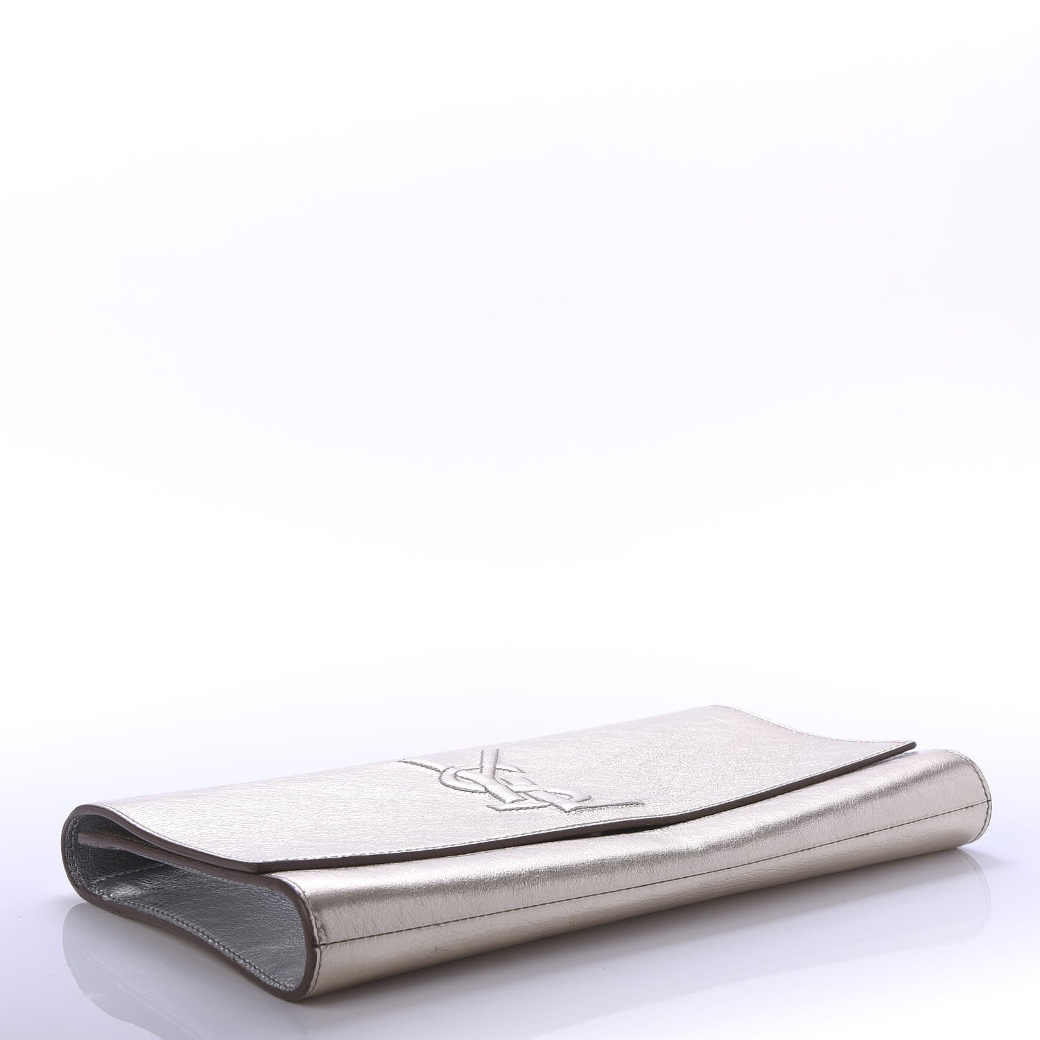 Saint Laurent Metallic Calfskin Monogram Large Belle De Jour Clutch Silver 4 of 9