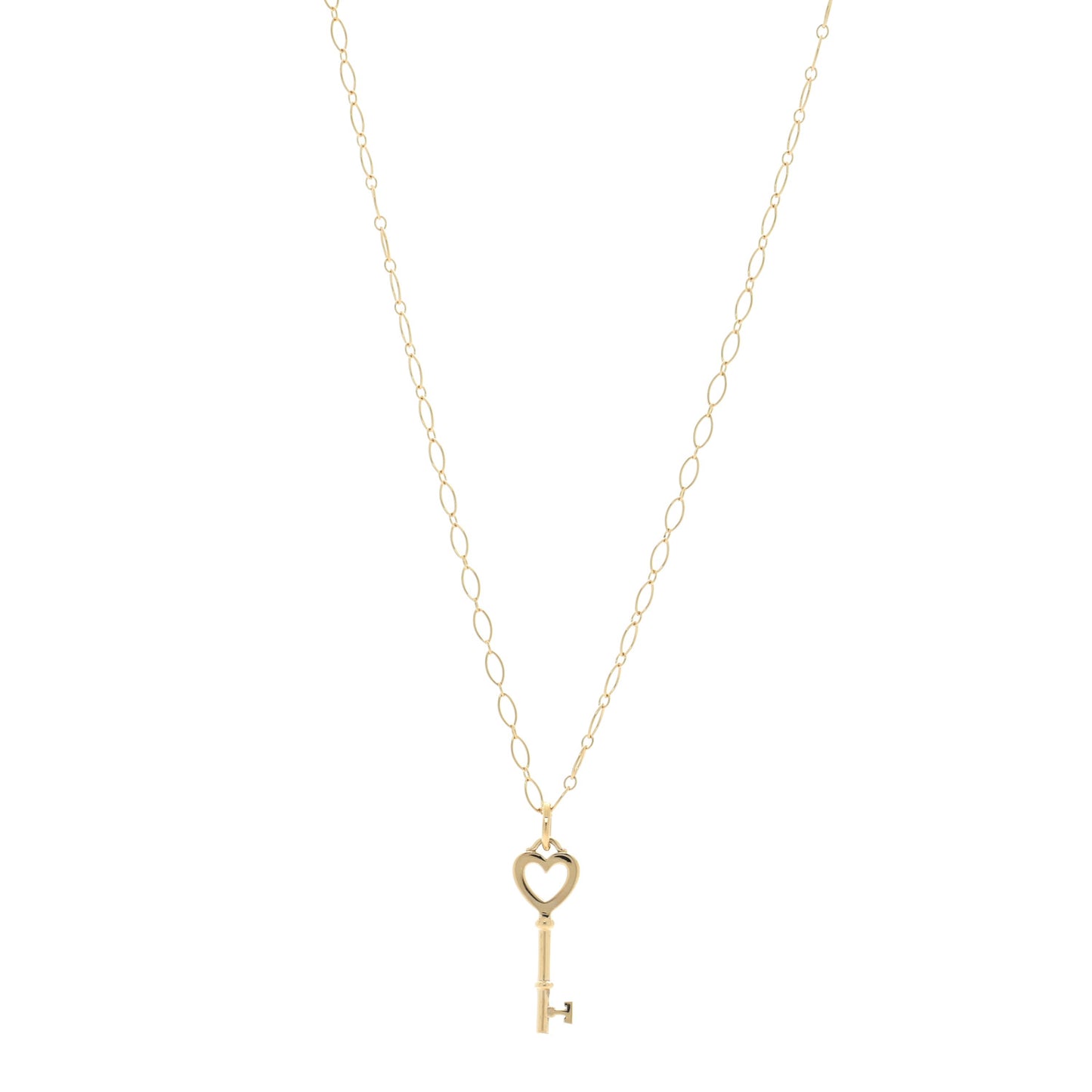 18K Yellow Gold Mini Heart Key Pendant Necklace