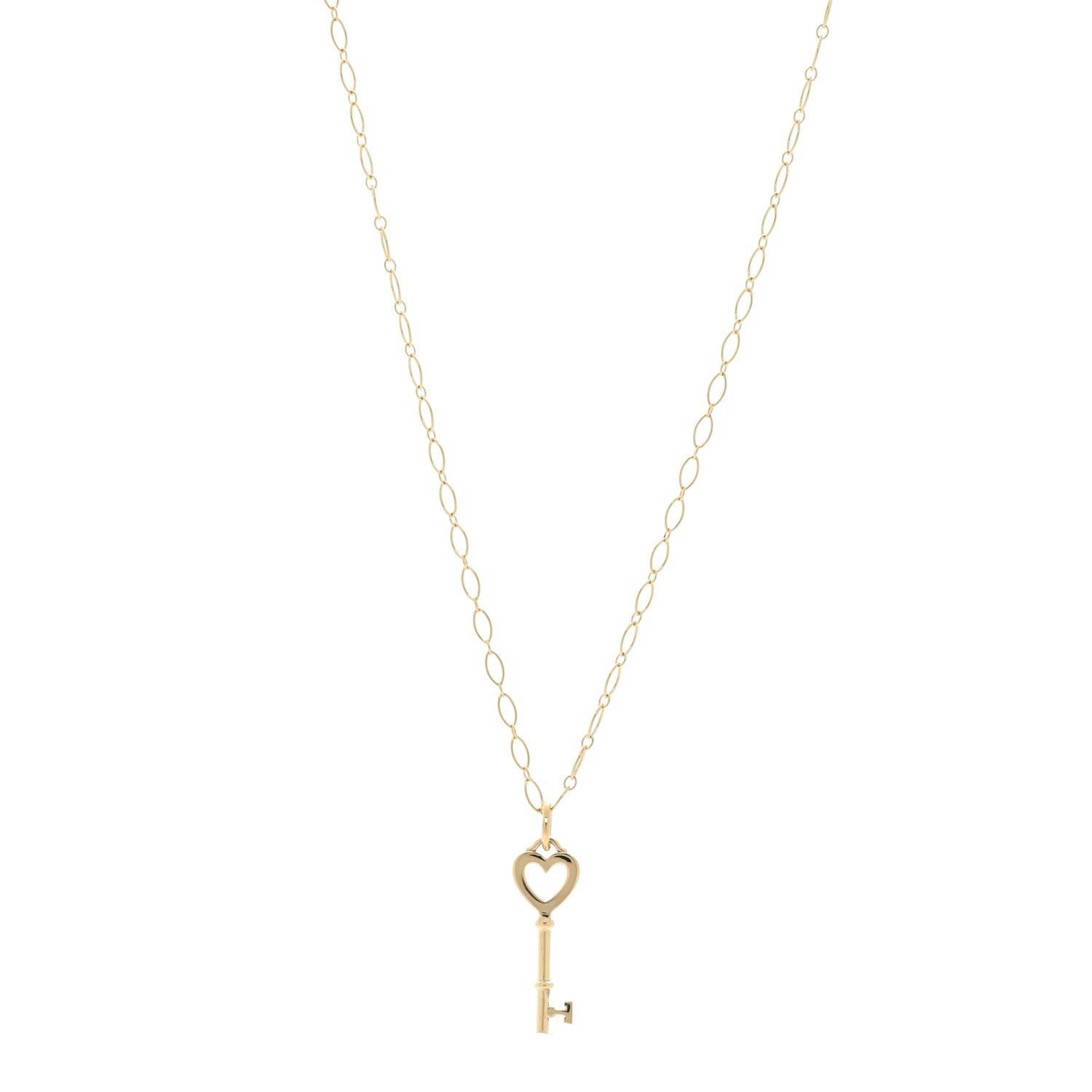 Tiffany 18K Yellow Gold Mini Heart Key Pendant Necklace 1 of 4