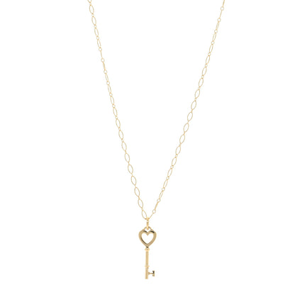 Tiffany 18K Yellow Gold Mini Heart Key Pendant Necklace 1 of 4