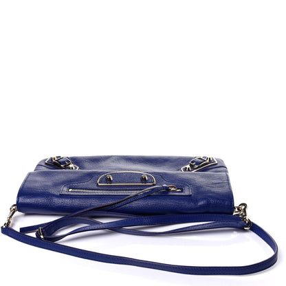 Balenciaga Chevre Gold Metallic Edge Hardware Envelope Clutch Bleu Roi 11 of 11