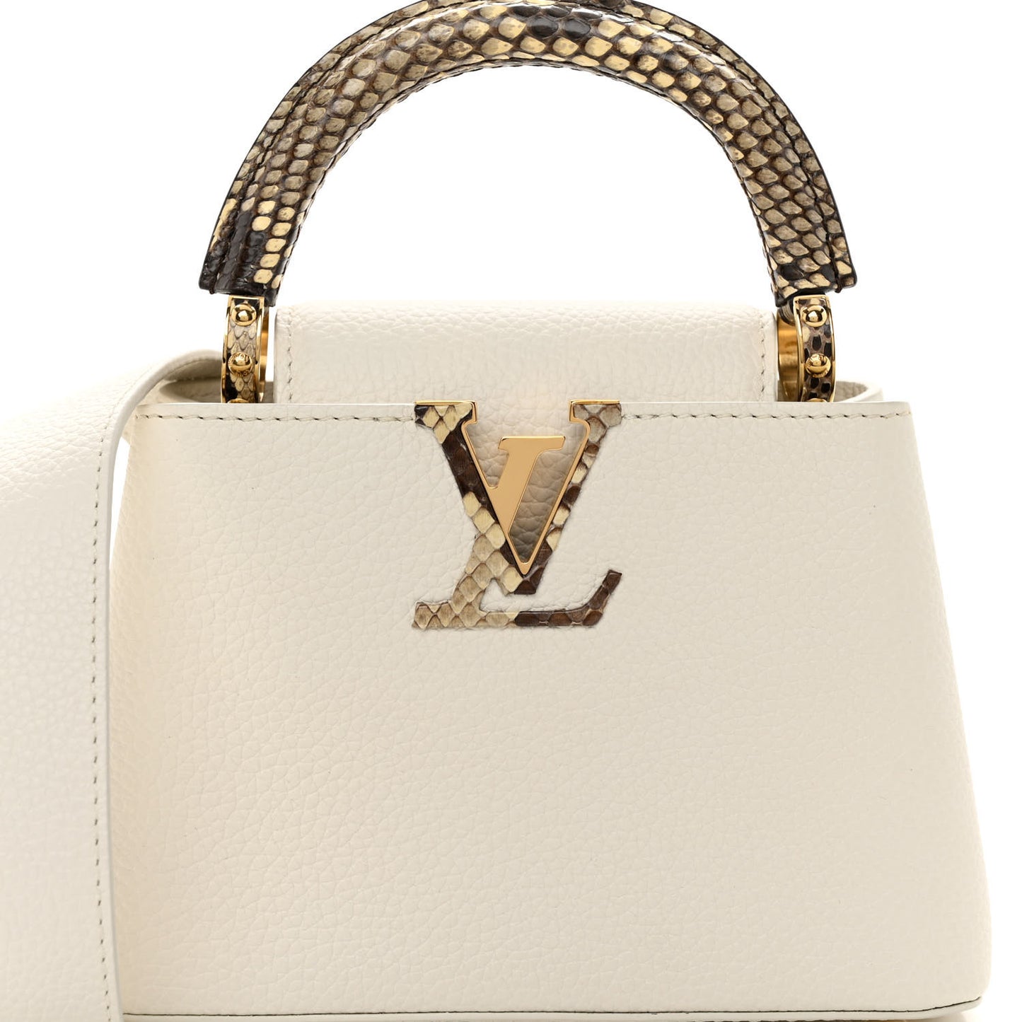 Taurillon Snakeskin Mini Capucines White