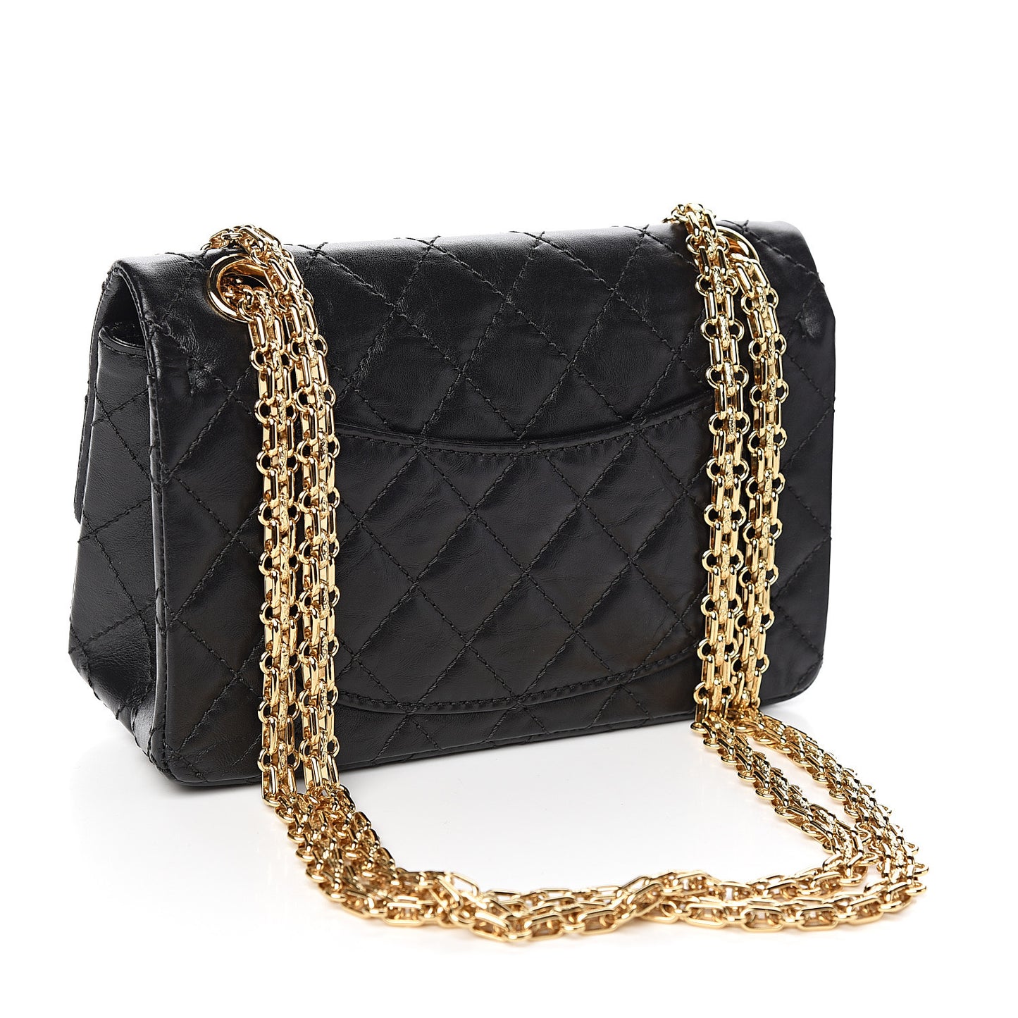 Aged Calfskin Quilted 2.55 Reissue Mini Flap Black